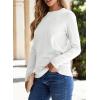 imageSHEWIN Womens Sweaters 2025 Casual Crewneck Long Sleeve Lightweight Knit Pullover Sweater Tops Fall ClothesWhite