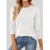 imageSHEWIN Womens Sweaters 2025 Casual Crewneck Long Sleeve Lightweight Knit Pullover Sweater Tops Fall ClothesWhite