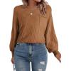 imageSHEWIN Womens Sweaters 2025 Casual Crewneck Long Sleeve Lightweight Knit Pullover Sweater TopsBrown