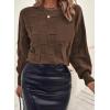 imageSHEWIN Womens Sweaters 2025 Casual Crewneck Long Sleeve Lightweight Knit Pullover Sweater TopsCoffee