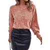 imageSHEWIN Womens Sweaters 2025 Casual Crewneck Long Sleeve Lightweight Knit Pullover Sweater TopsPink