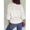 imageSHEWIN Womens Sweaters Casual Long Sleeve V Neck Lightweight Crochet Pullover Sweater TopsB White Red
