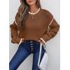 imageSHEWIN Womens Sweaters Crewneck Long Sleeve Knit Pullover Sweater Casual Fall Tops for Women 2025Coffee