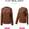 imageSHEWIN Womens Sweaters Crewneck Long Sleeve Knit Pullover Sweater Casual Fall Tops for Women 2025Coffee