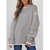 imageSHEWIN Womens Sweaters Crewneck Long Sleeve Knit Pullover Sweater Casual Fall Tops for Women 2025Grey