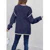 imageSHEWIN Womens Sweaters Crewneck Long Sleeve Knit Pullover Sweater Casual Fall Tops for Women 2025Navy Blue