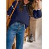 imageSHEWIN Womens Sweaters Crewneck Long Sleeve Knit Pullover Sweater Casual Fall Tops for Women 2025Navy Blue