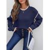 imageSHEWIN Womens Sweaters Crewneck Long Sleeve Knit Pullover Sweater Casual Fall Tops for Women 2025Navy Blue