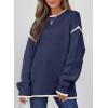 imageSHEWIN Womens Sweaters Crewneck Long Sleeve Knit Pullover Sweater Casual Fall Tops for Women 2025Navy Blue
