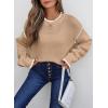 imageSHEWIN Womens Sweaters Crewneck Long Sleeve Knit Pullover Sweater Casual Fall Tops for Women 2025Pale Khaki