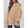 imageSHEWIN Womens Sweaters Crewneck Long Sleeve Knit Pullover Sweater Casual Fall Tops for Women 2025Pale Khaki