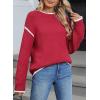 imageSHEWIN Womens Sweaters Crewneck Long Sleeve Knit Pullover Sweater Casual Fall Tops for Women 2025Red Dahlia