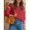 imageSHEWIN Womens Sweaters Crewneck Long Sleeve Knit Pullover Sweater Casual Fall Tops for Women 2025Red Dahlia