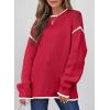 imageSHEWIN Womens Sweaters Crewneck Long Sleeve Knit Pullover Sweater Casual Fall Tops for Women 2025Red Dahlia