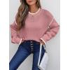 imageSHEWIN Womens Sweaters Crewneck Long Sleeve Knit Pullover Sweater Casual Fall Tops for Women 2025Rose Tan