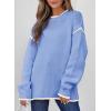 imageSHEWIN Womens Sweaters Crewneck Long Sleeve Knit Pullover Sweater Casual Fall Tops for Women 2025Sky Blue