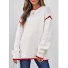 imageSHEWIN Womens Sweaters Crewneck Long Sleeve Knit Pullover Sweater Casual Fall Tops for Women 2025White