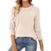 imageSHEWIN Womens Sweaters 2025 Casual Crewneck Long Sleeve Lightweight Knit Pullover Sweater Tops Fall ClothesBeige