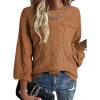 imageSHEWIN Womens Sweaters 2025 Casual Crewneck Long Sleeve Lightweight Knit Pullover Sweater TopsBrown