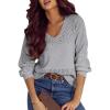 imageSHEWIN Womens Sweaters Casual Long Sleeve V Neck Lightweight Crochet Pullover Sweater TopsA Gray