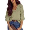 imageSHEWIN Womens Sweaters Casual Long Sleeve V Neck Lightweight Crochet Pullover Sweater TopsB Meadow Mist Green