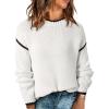 imageSHEWIN Womens Sweaters Crewneck Long Sleeve Knit Pullover Sweater Casual Fall Tops for Women 2025Pure White