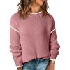 imageSHEWIN Womens Sweaters Crewneck Long Sleeve Knit Pullover Sweater Casual Fall Tops for Women 2025Rose Tan