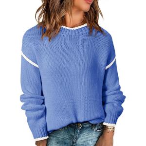 imageSHEWIN Womens Sweaters Crewneck Long Sleeve Knit Pullover Sweater Casual Fall Tops for Women 2025Sky Blue