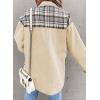 imageSHEWIN Womens Oversized Denim Jacket Casual Long Sleeve Button Down Plaid Shacket Boyfriend Jean Jacket With PocketsApricot