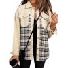 imageSHEWIN Womens Oversized Denim Jacket Casual Long Sleeve Button Down Plaid Shacket Boyfriend Jean Jacket With PocketsApricot