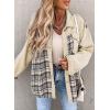 imageSHEWIN Womens Oversized Denim Jacket Casual Long Sleeve Button Down Plaid Shacket Boyfriend Jean Jacket With PocketsApricot