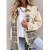 imageSHEWIN Womens Oversized Denim Jacket Casual Long Sleeve Button Down Plaid Shacket Boyfriend Jean Jacket With PocketsApricot