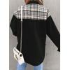 imageSHEWIN Womens Oversized Denim Jacket Casual Long Sleeve Button Down Plaid Shacket Boyfriend Jean Jacket With PocketsBlack