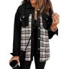 imageSHEWIN Womens Oversized Denim Jacket Casual Long Sleeve Button Down Plaid Shacket Boyfriend Jean Jacket With PocketsBlack