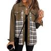 imageSHEWIN Womens Oversized Denim Jacket Casual Long Sleeve Button Down Plaid Shacket Boyfriend Jean Jacket With PocketsBrown