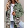 imageSHEWIN Womens Oversized Denim Jacket Casual Long Sleeve Button Down Plaid Shacket Boyfriend Jean Jacket With PocketsGreen
