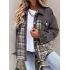 imageSHEWIN Womens Oversized Denim Jacket Casual Long Sleeve Button Down Plaid Shacket Boyfriend Jean Jacket With PocketsGrey