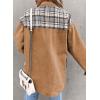 imageSHEWIN Womens Oversized Denim Jacket Casual Long Sleeve Button Down Plaid Shacket Boyfriend Jean Jacket With PocketsKhaki