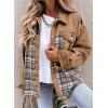 imageSHEWIN Womens Oversized Denim Jacket Casual Long Sleeve Button Down Plaid Shacket Boyfriend Jean Jacket With PocketsKhaki