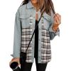 imageSHEWIN Womens Oversized Denim Jacket Casual Long Sleeve Button Down Plaid Shacket Boyfriend Jean Jacket With PocketsLake Green