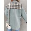 imageSHEWIN Womens Oversized Denim Jacket Casual Long Sleeve Button Down Plaid Shacket Boyfriend Jean Jacket With PocketsLake Green