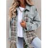 imageSHEWIN Womens Oversized Denim Jacket Casual Long Sleeve Button Down Plaid Shacket Boyfriend Jean Jacket With PocketsLake Green