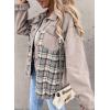 imageSHEWIN Womens Oversized Denim Jacket Casual Long Sleeve Button Down Plaid Shacket Boyfriend Jean Jacket With PocketsLight Grey