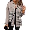 imageSHEWIN Womens Oversized Denim Jacket Casual Long Sleeve Button Down Plaid Shacket Boyfriend Jean Jacket With PocketsLight Grey