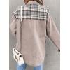 imageSHEWIN Womens Oversized Denim Jacket Casual Long Sleeve Button Down Plaid Shacket Boyfriend Jean Jacket With PocketsLight Grey