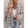 imageSHEWIN Womens Oversized Denim Jacket Casual Long Sleeve Button Down Plaid Shacket Boyfriend Jean Jacket With PocketsLight Grey