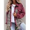 imageSHEWIN Womens Oversized Denim Jacket Casual Long Sleeve Button Down Plaid Shacket Boyfriend Jean Jacket With PocketsLight Red