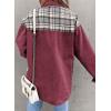 imageSHEWIN Womens Oversized Denim Jacket Casual Long Sleeve Button Down Plaid Shacket Boyfriend Jean Jacket With PocketsLight Red