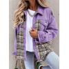 imageSHEWIN Womens Oversized Denim Jacket Casual Long Sleeve Button Down Plaid Shacket Boyfriend Jean Jacket With PocketsPurple