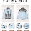 imageSHEWIN Womens Oversized Denim Jacket Casual Long Sleeve Button Down Plaid Shacket Boyfriend Jean Jacket With PocketsSky Blue